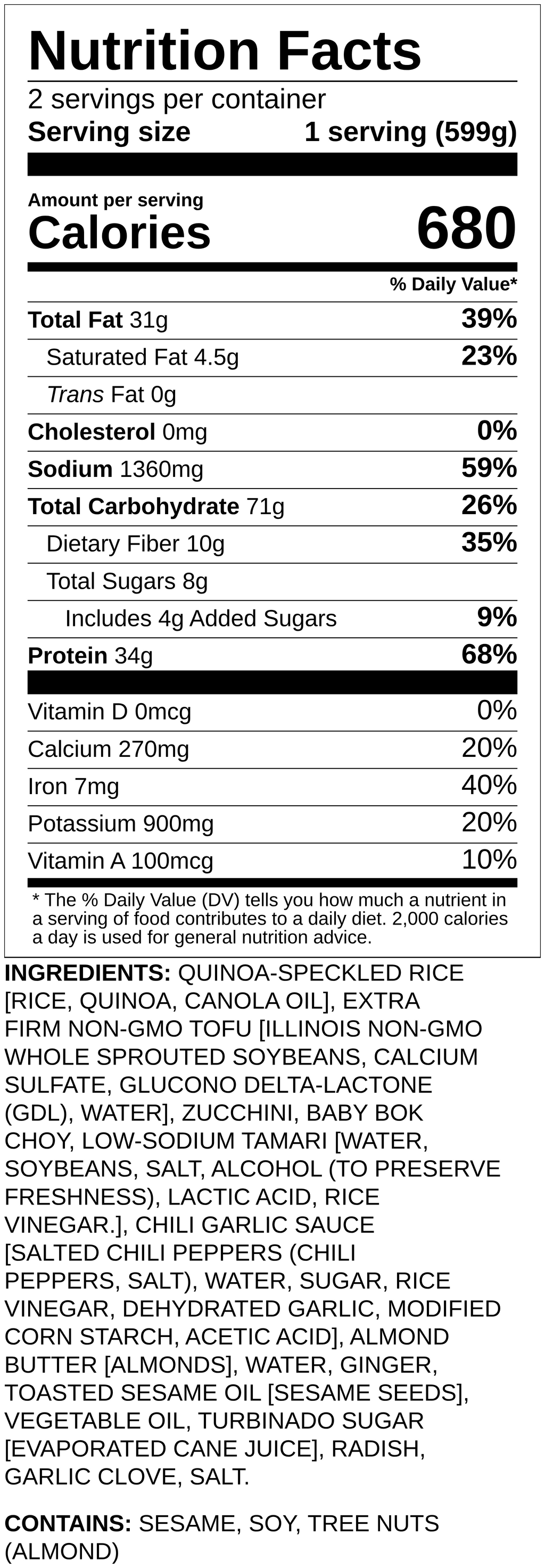 Nutrition label