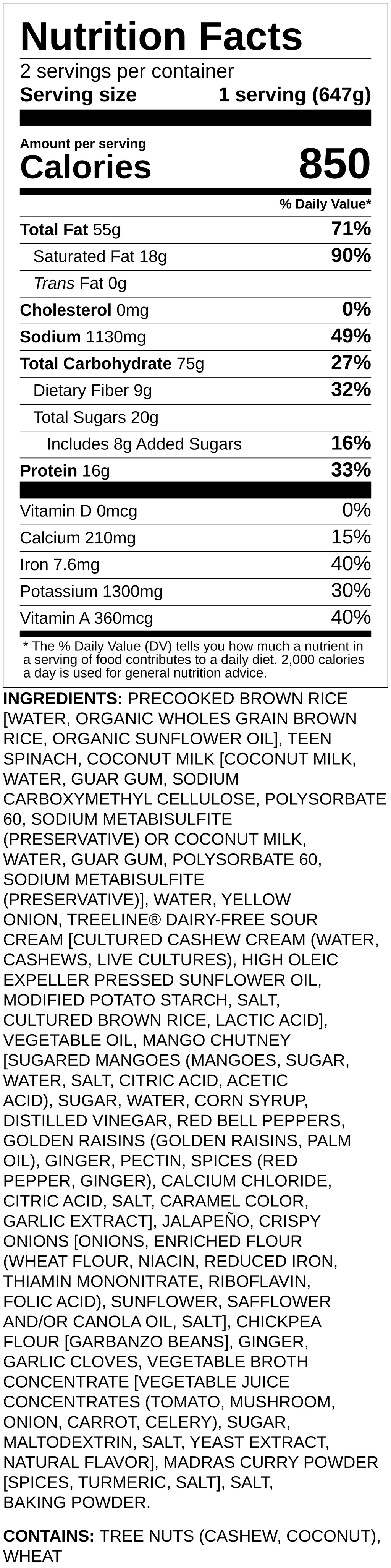 Nutrition label