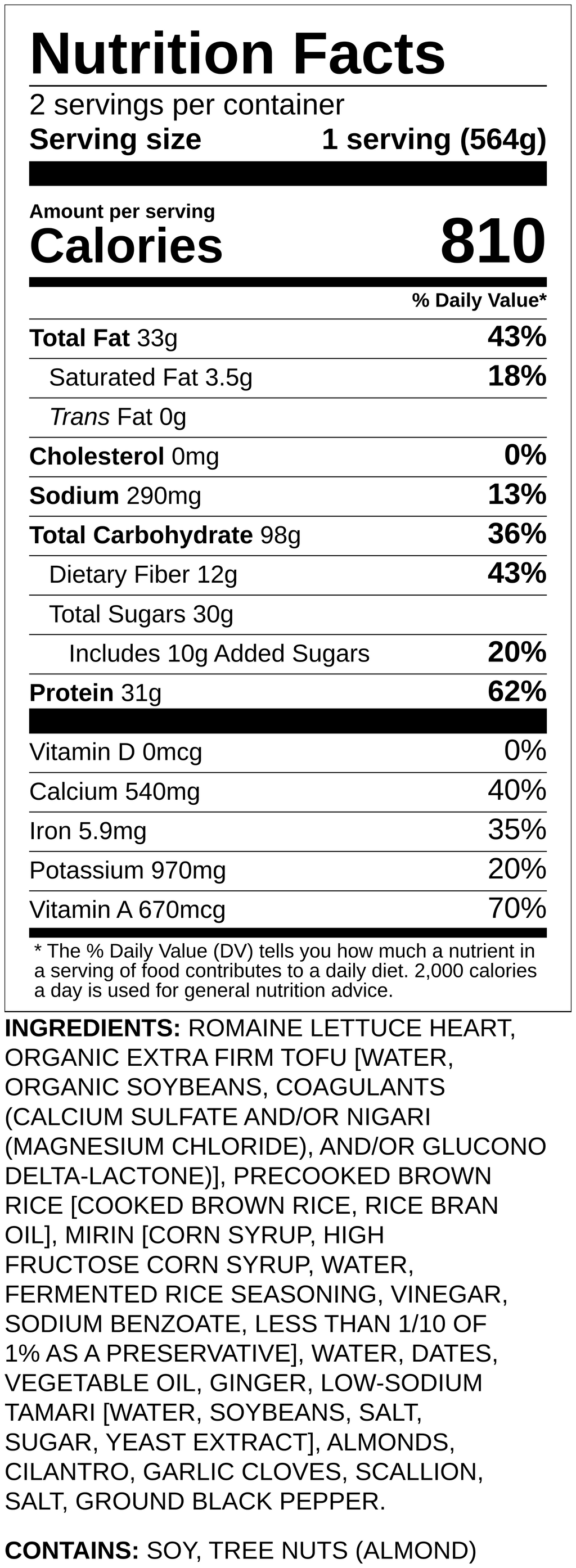 Nutrition label