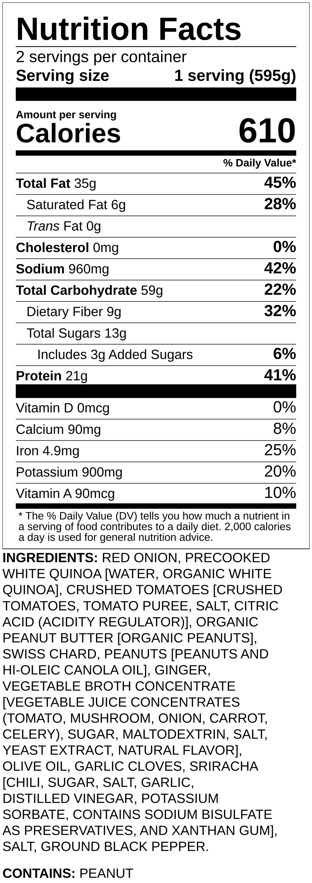 Nutrition label