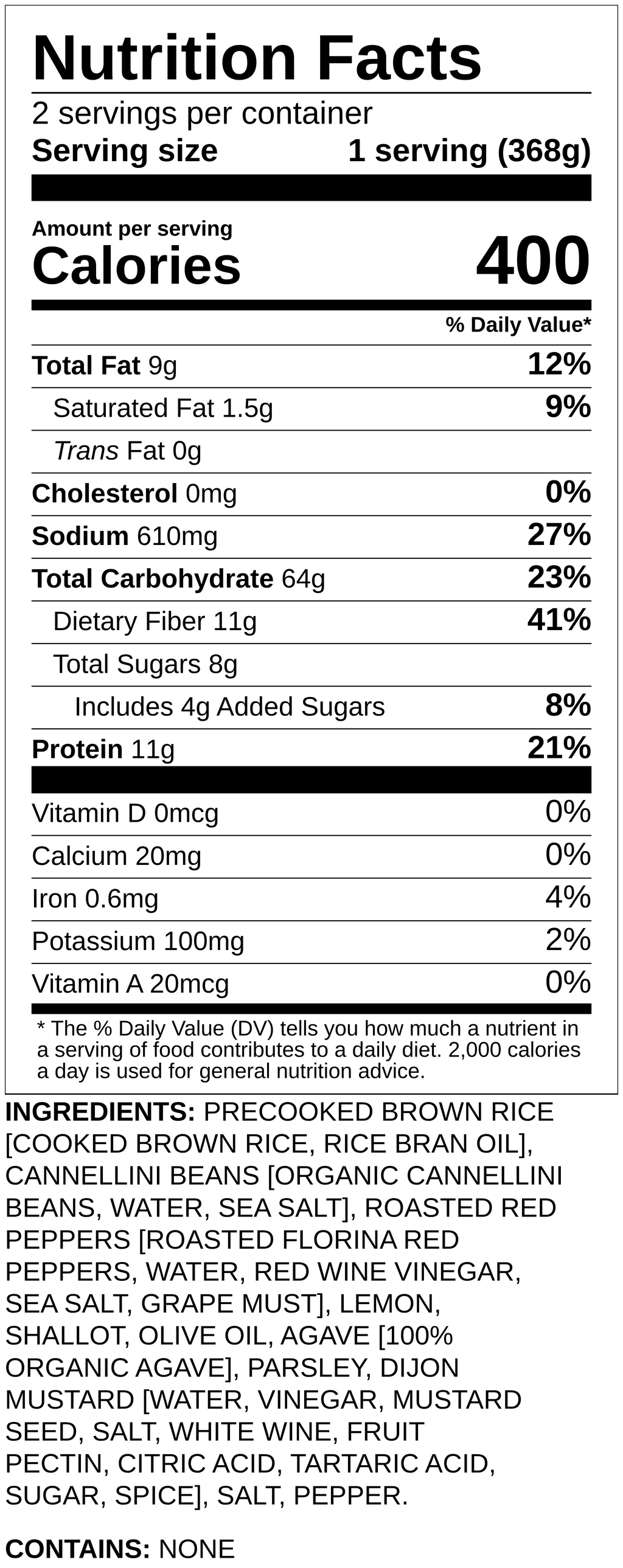 Nutrition label