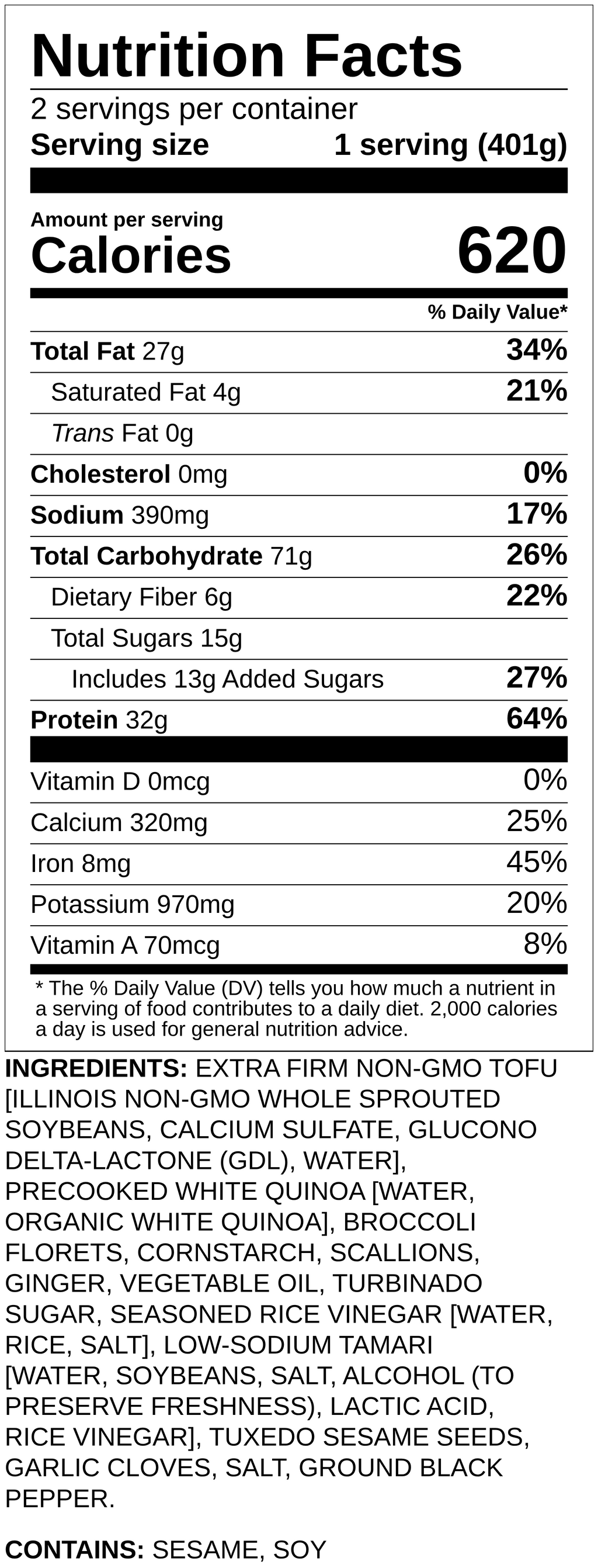 Nutrition label