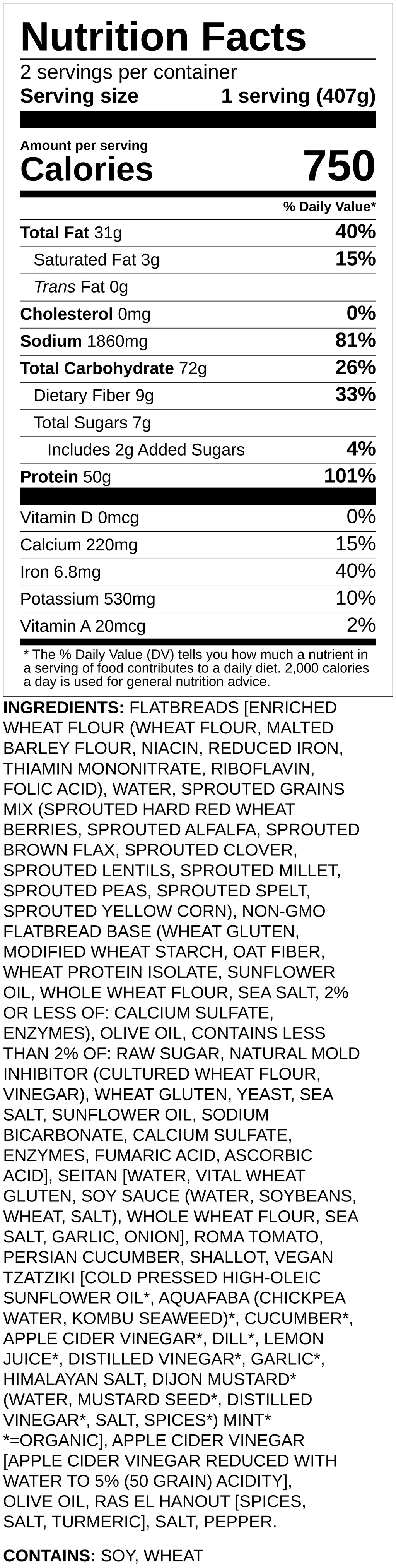 Nutrition label