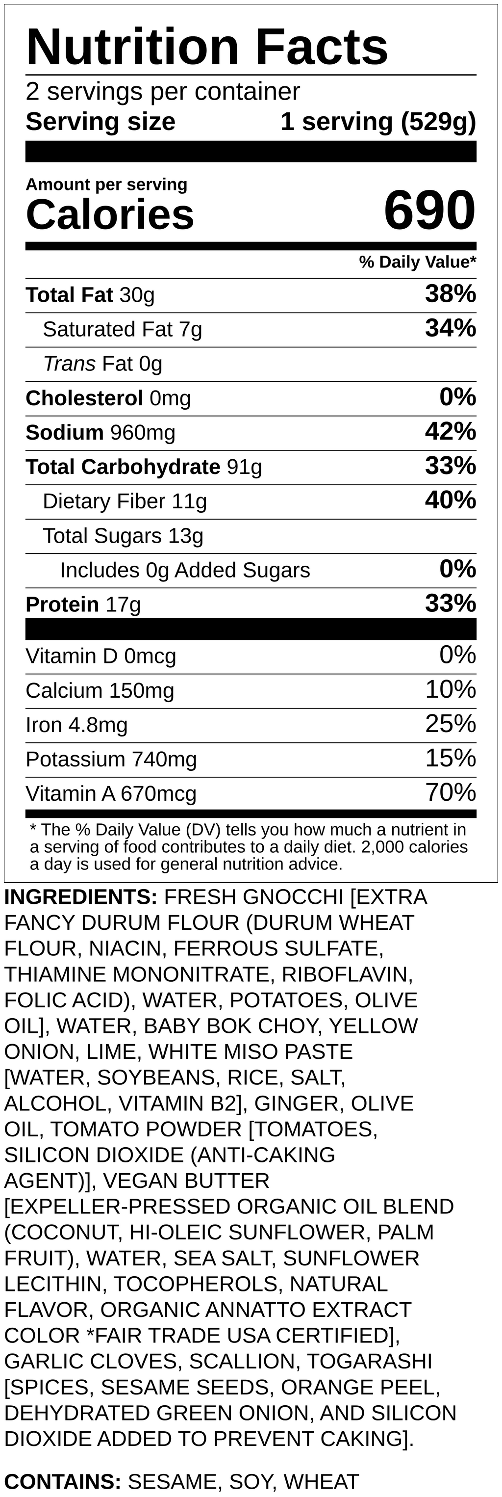 Nutrition label
