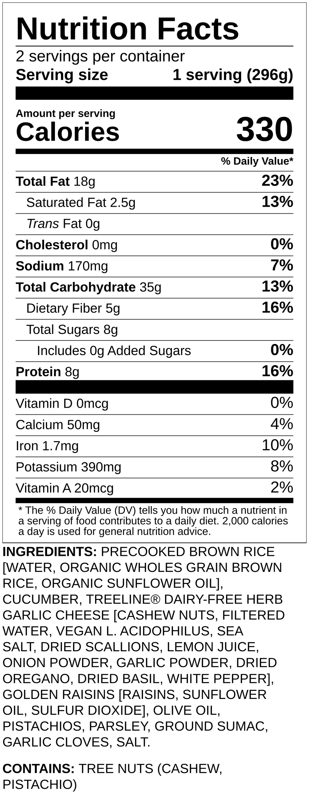 Nutrition label