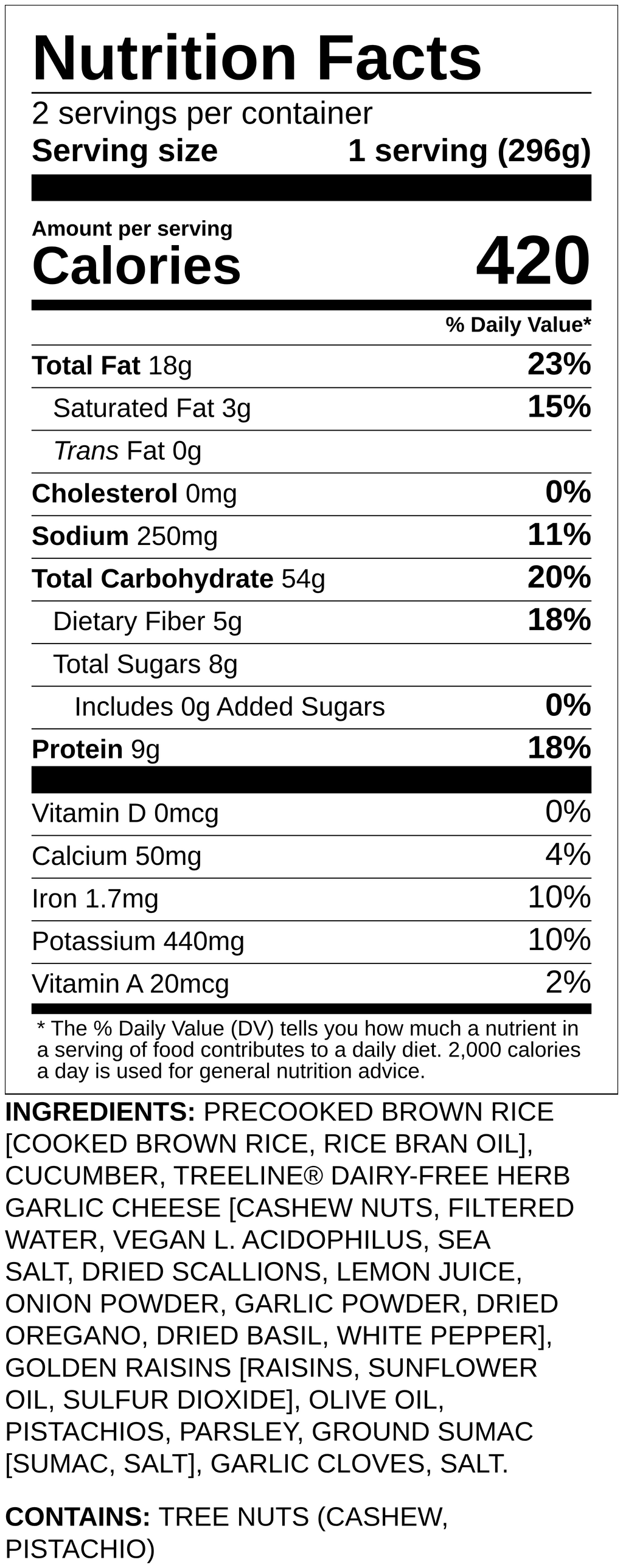 Nutrition label