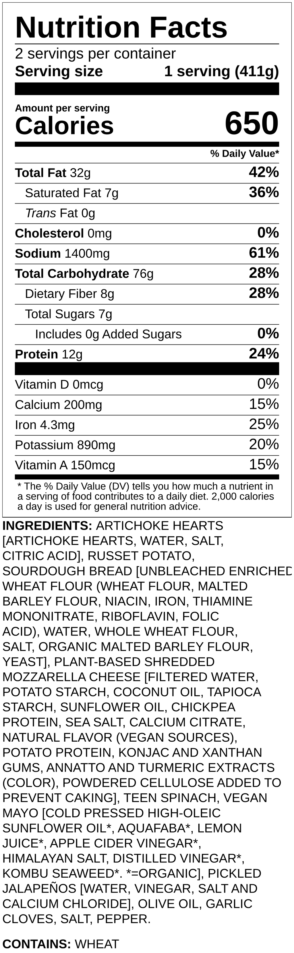 Nutrition label