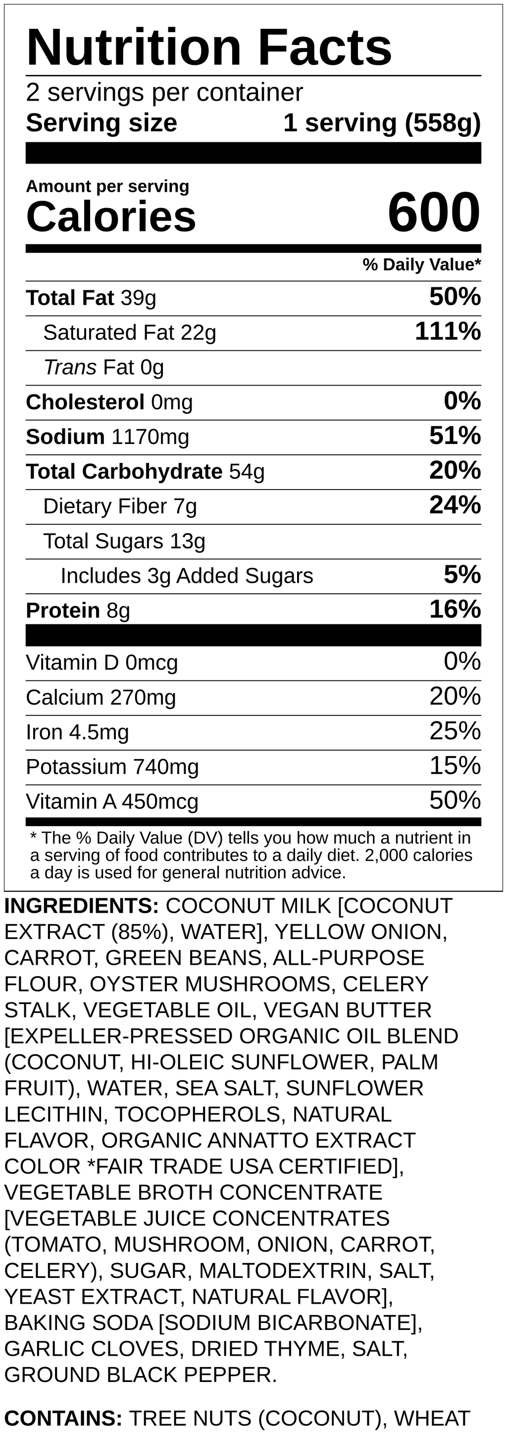 Nutrition label