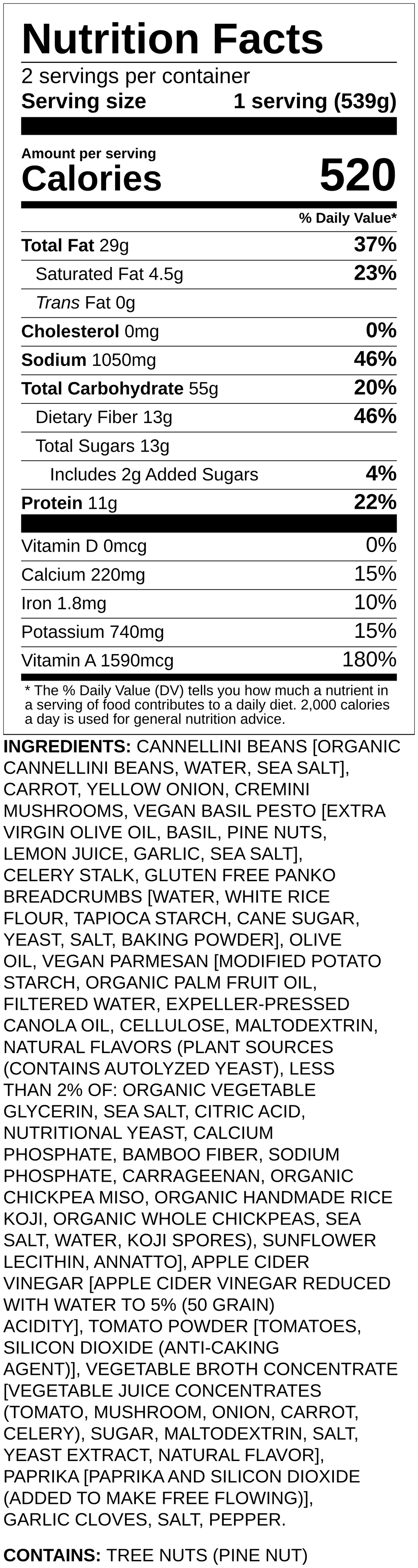 Nutrition label
