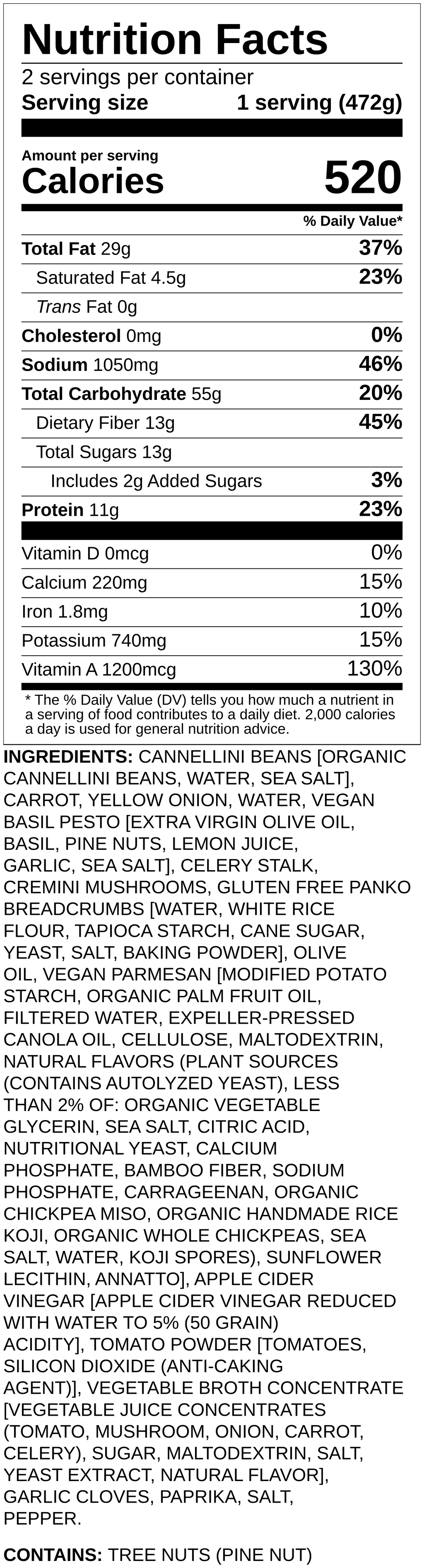 Nutrition label