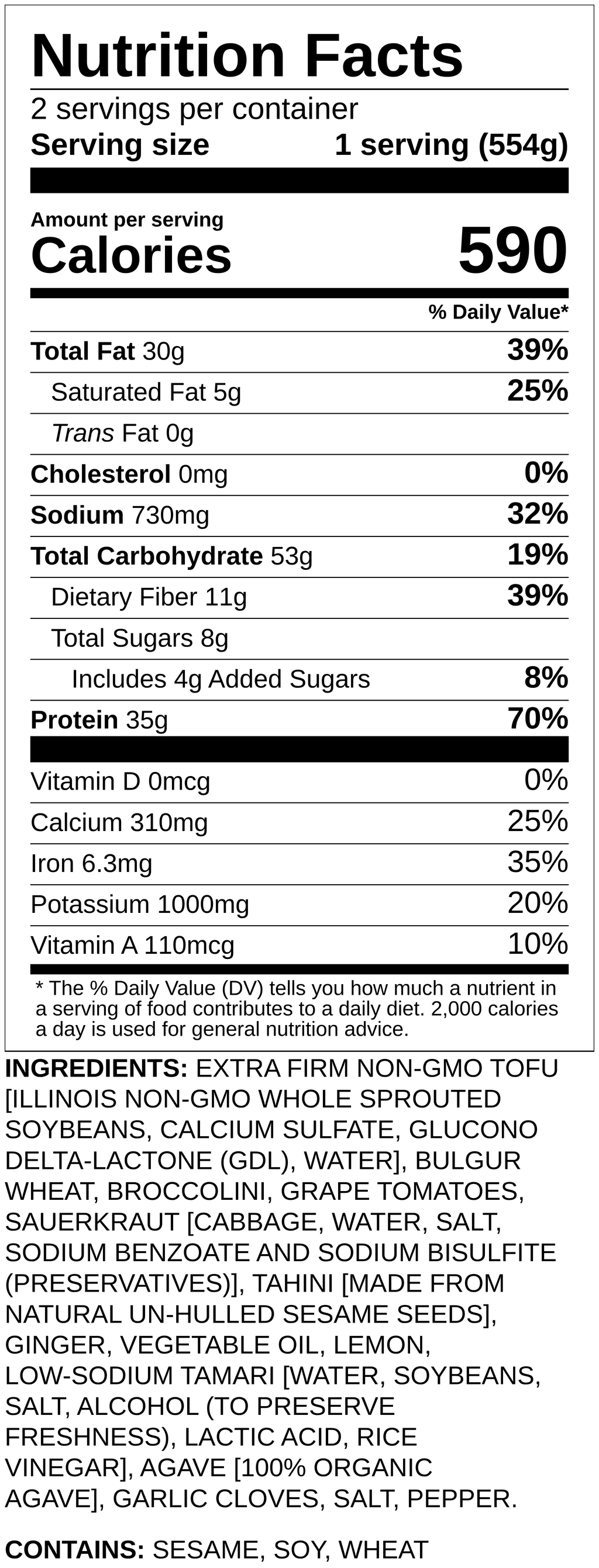 Nutrition label
