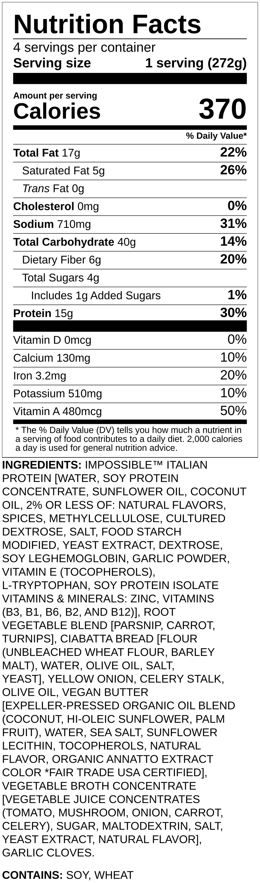Nutrition label