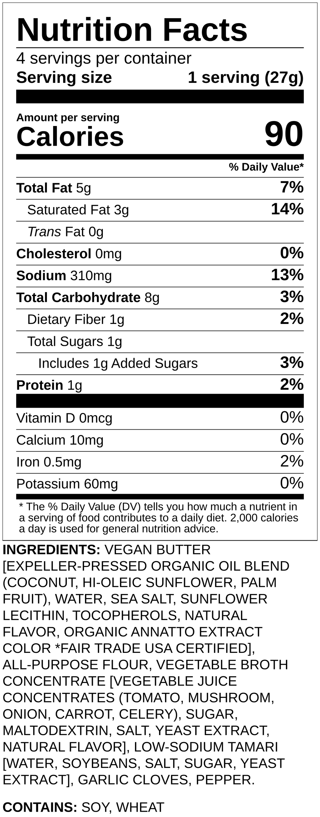 Nutrition label