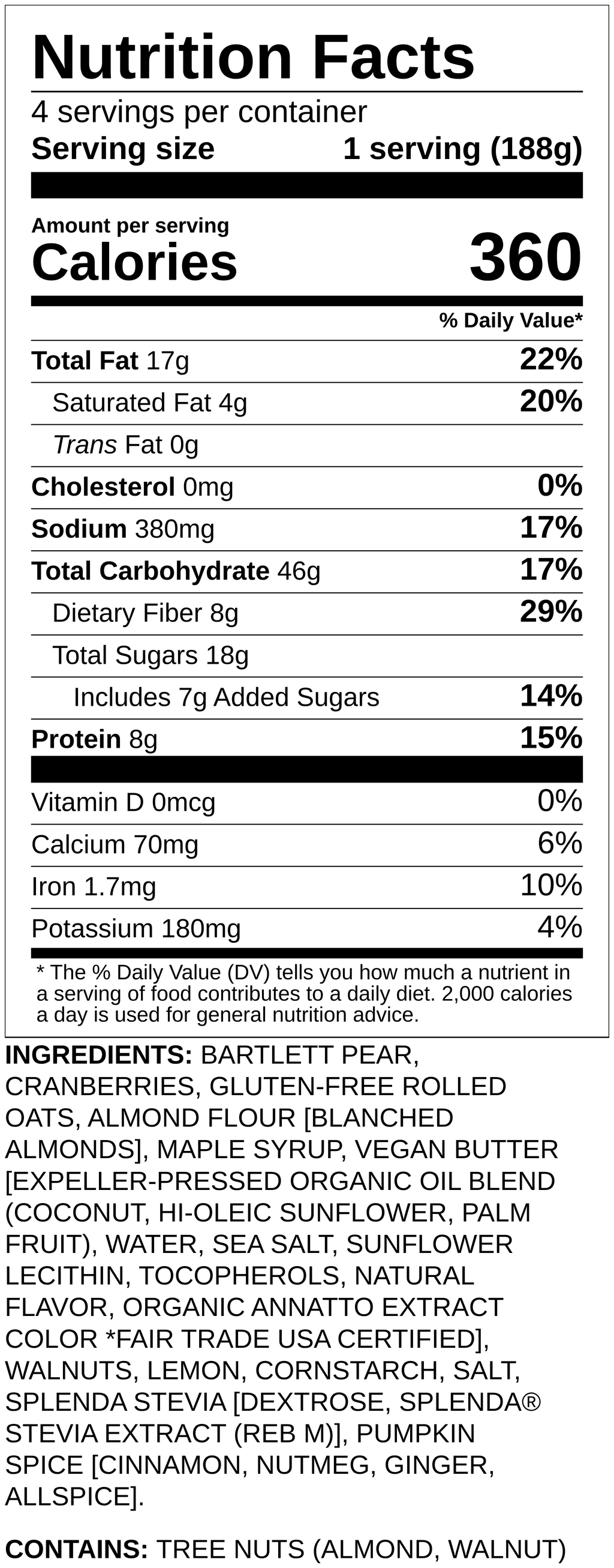 Nutrition label