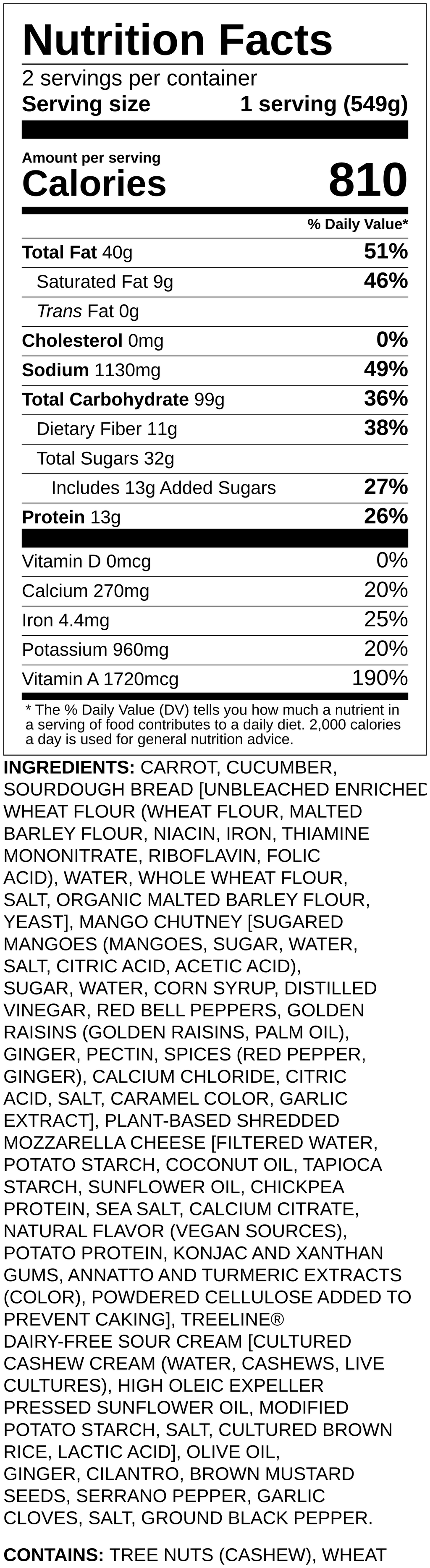 Nutrition label