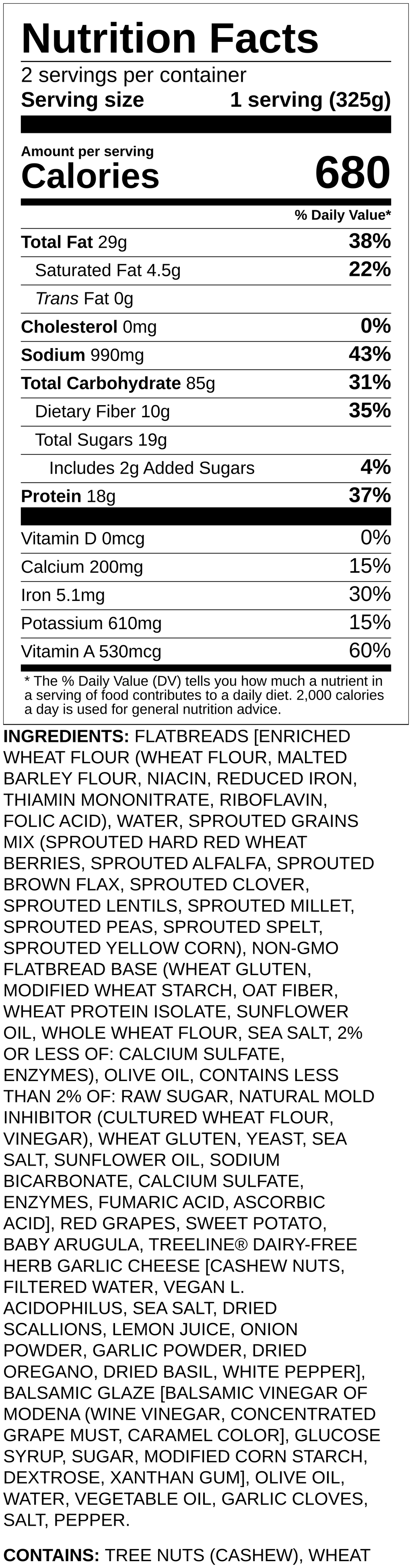 Nutrition label