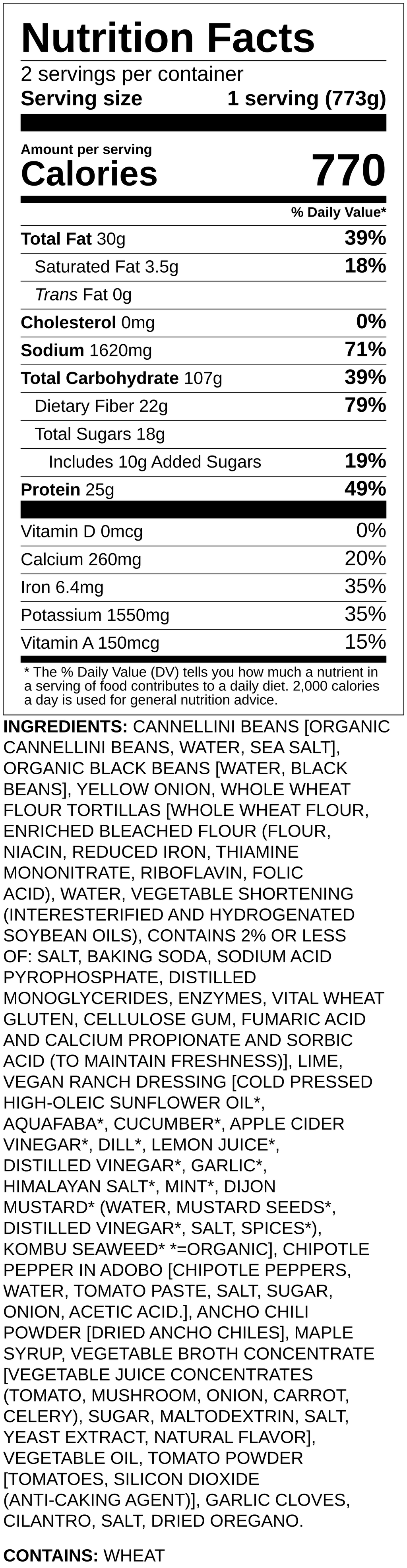 Nutrition label