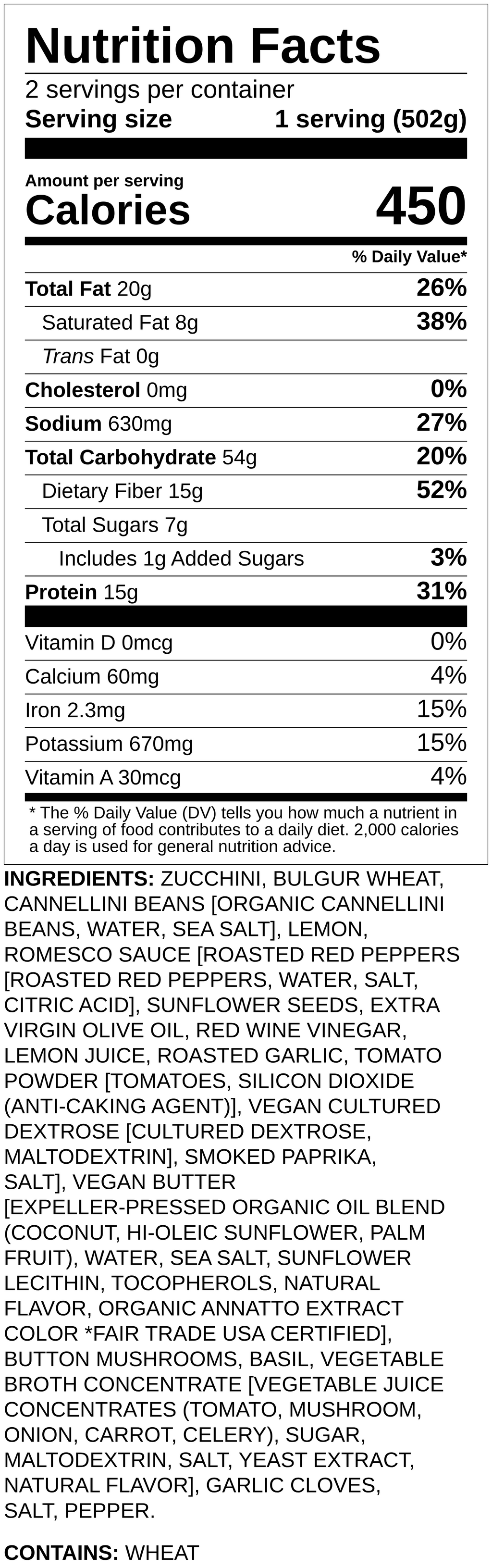 Nutrition label