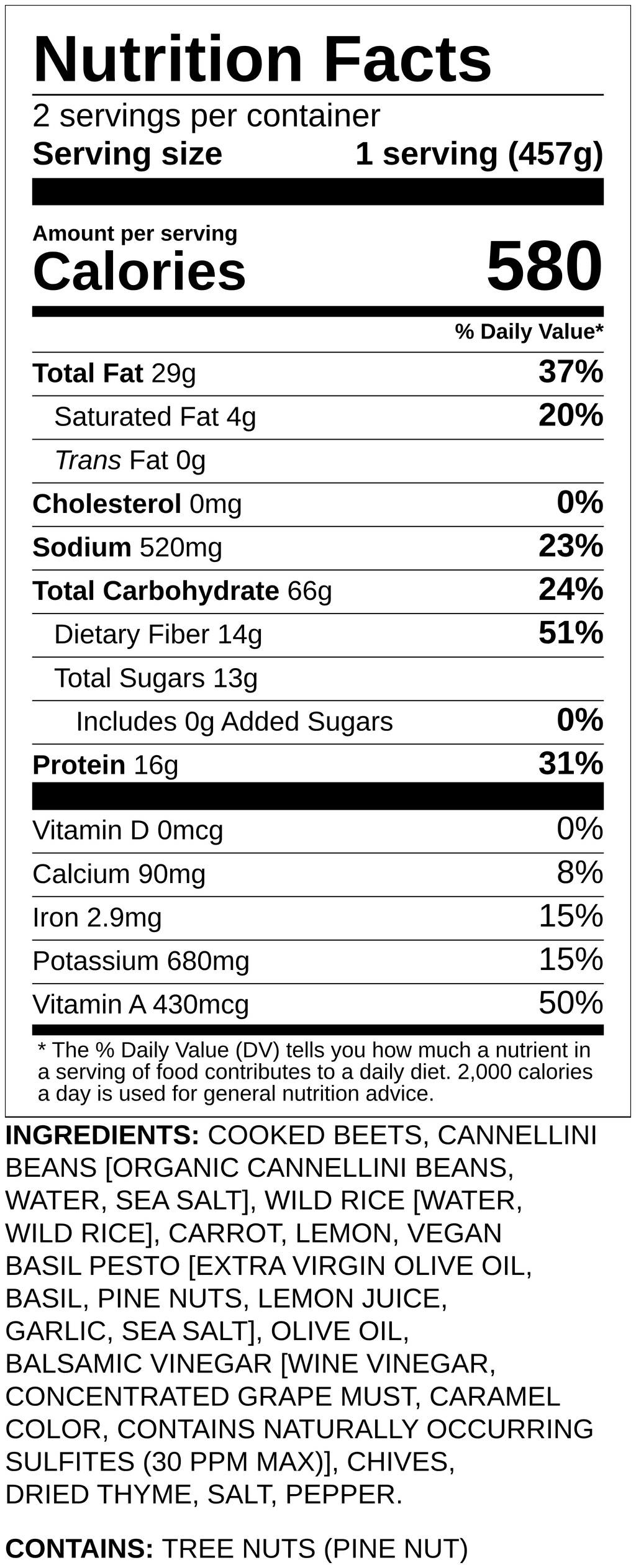 Nutrition label