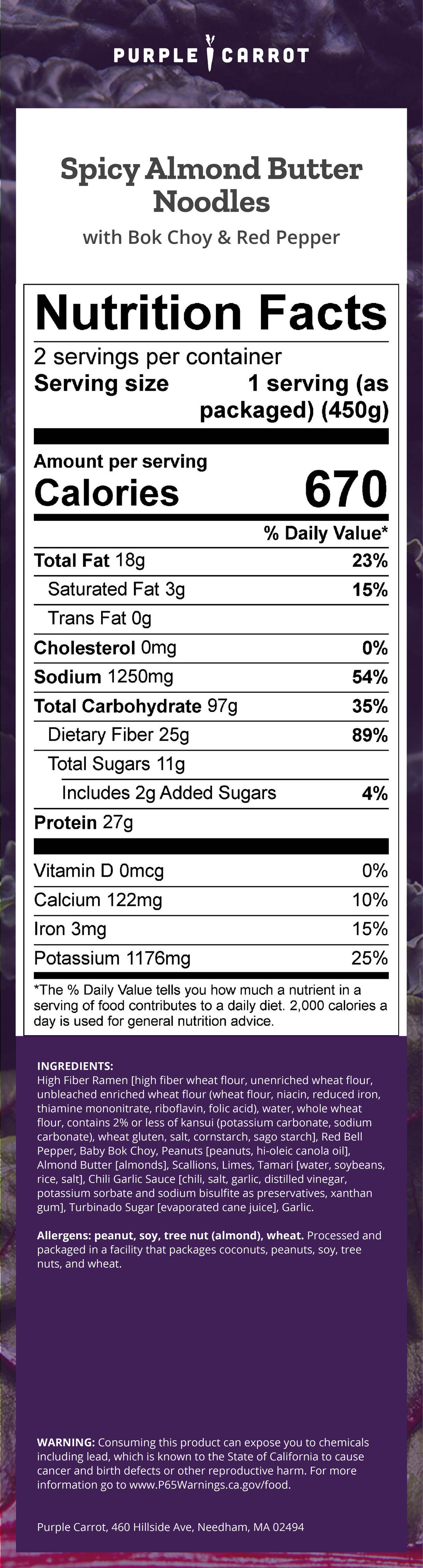 Nutrition label