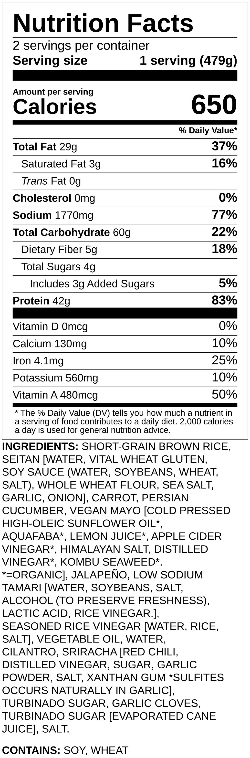 Nutrition label