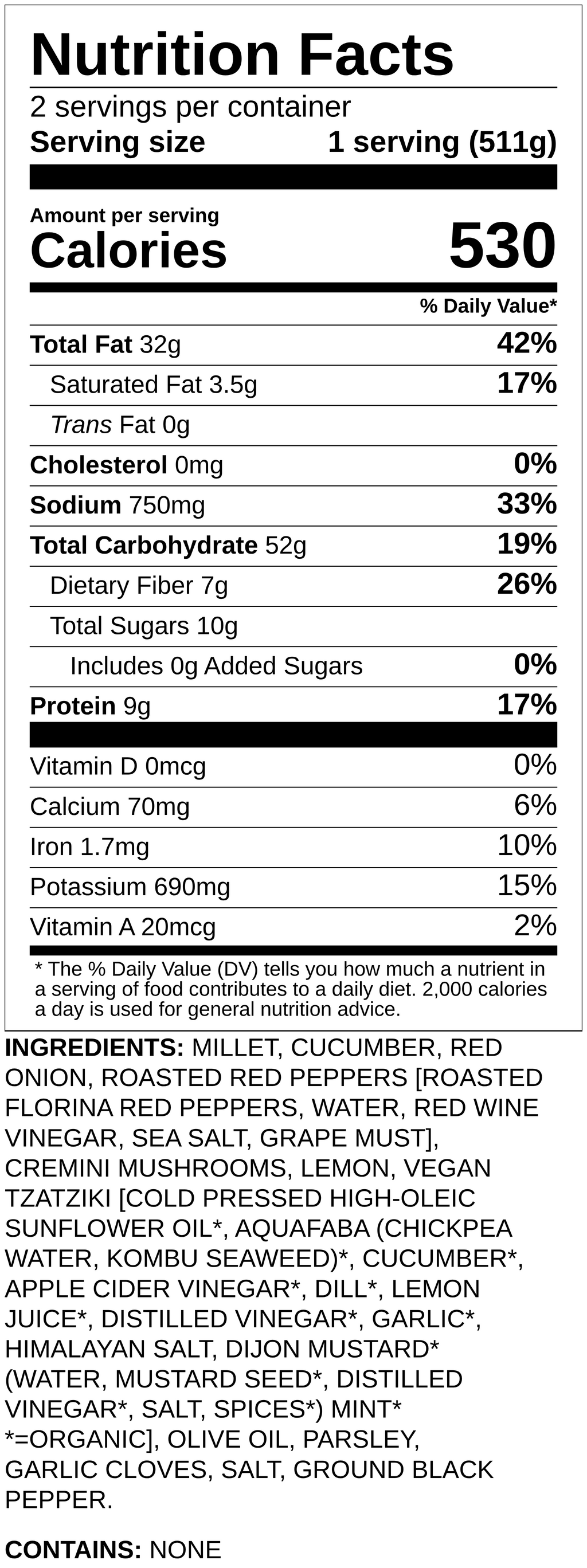 Nutrition label