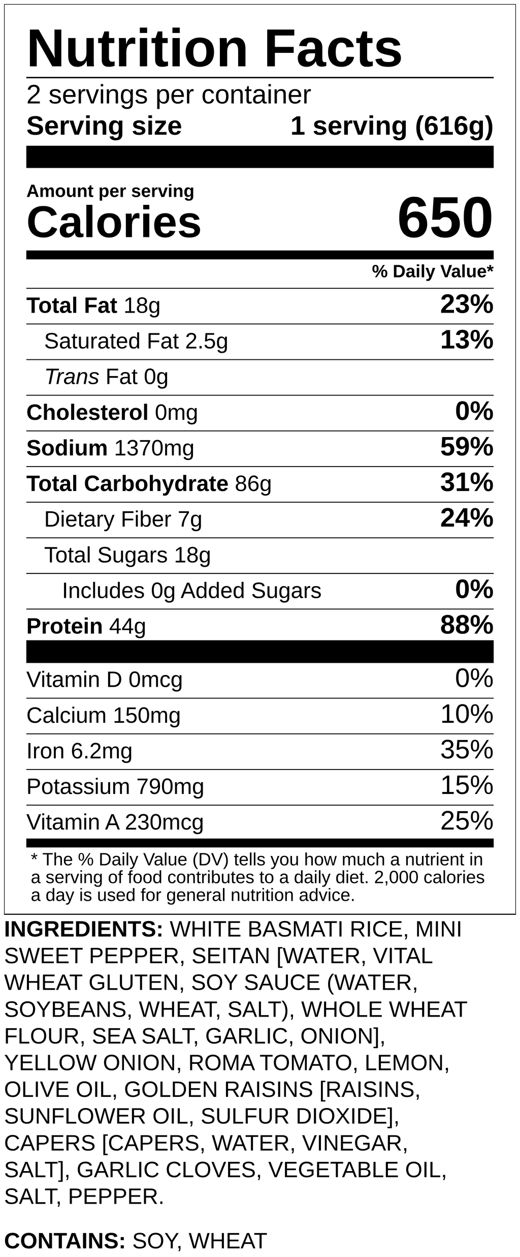 Nutrition label