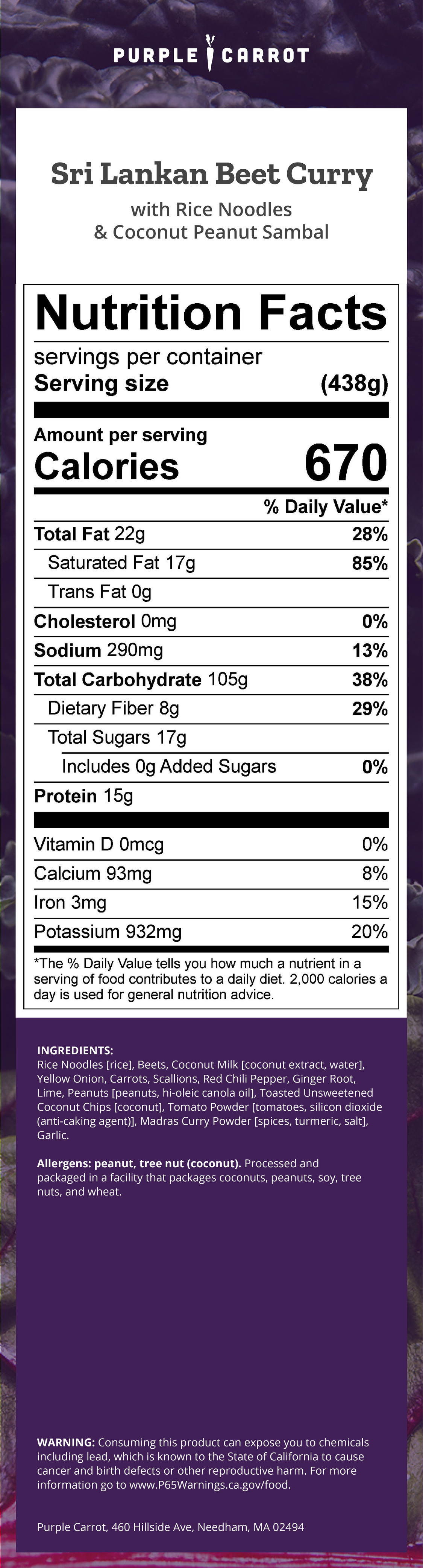 Nutrition label