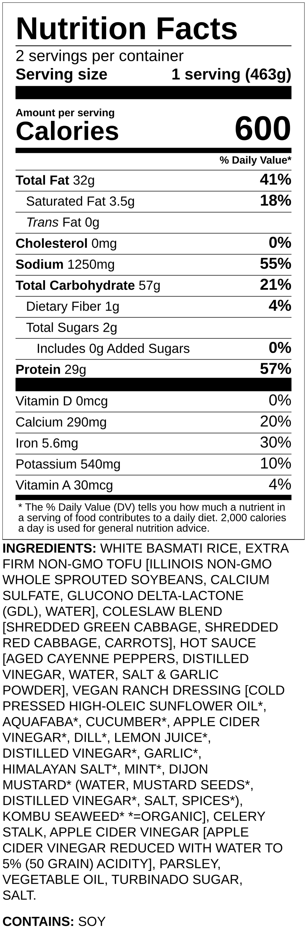 Nutrition label