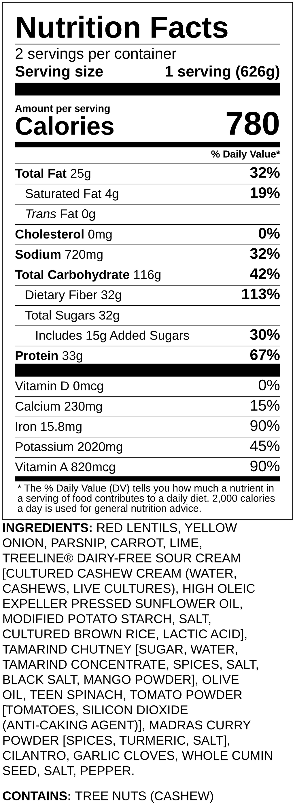 Nutrition label