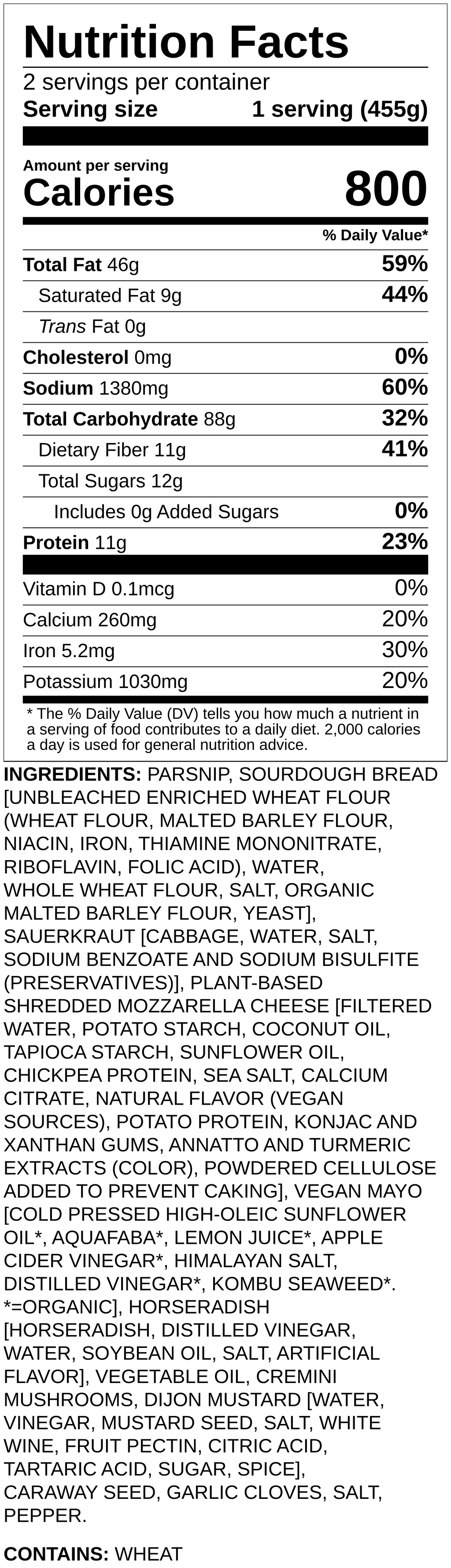 Nutrition label