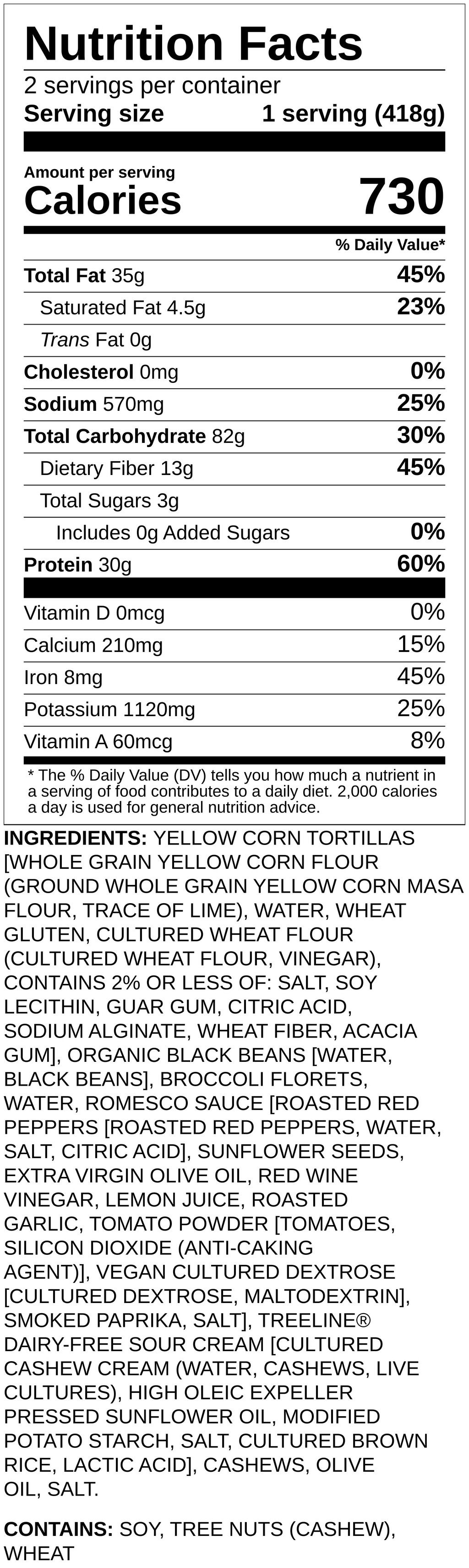 Nutrition label
