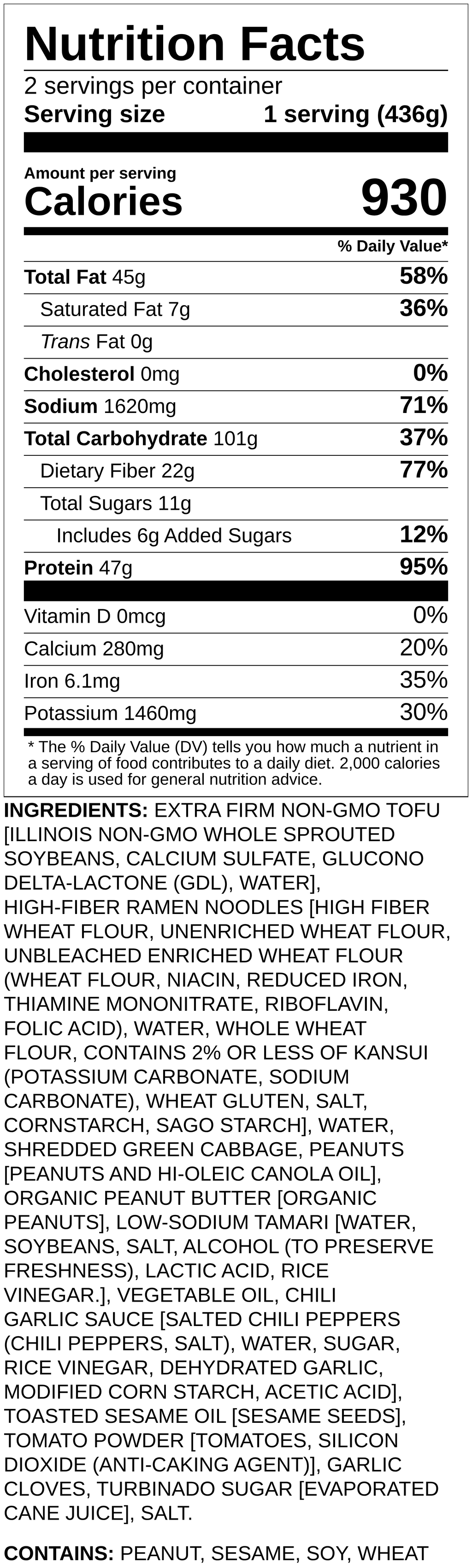 Nutrition label