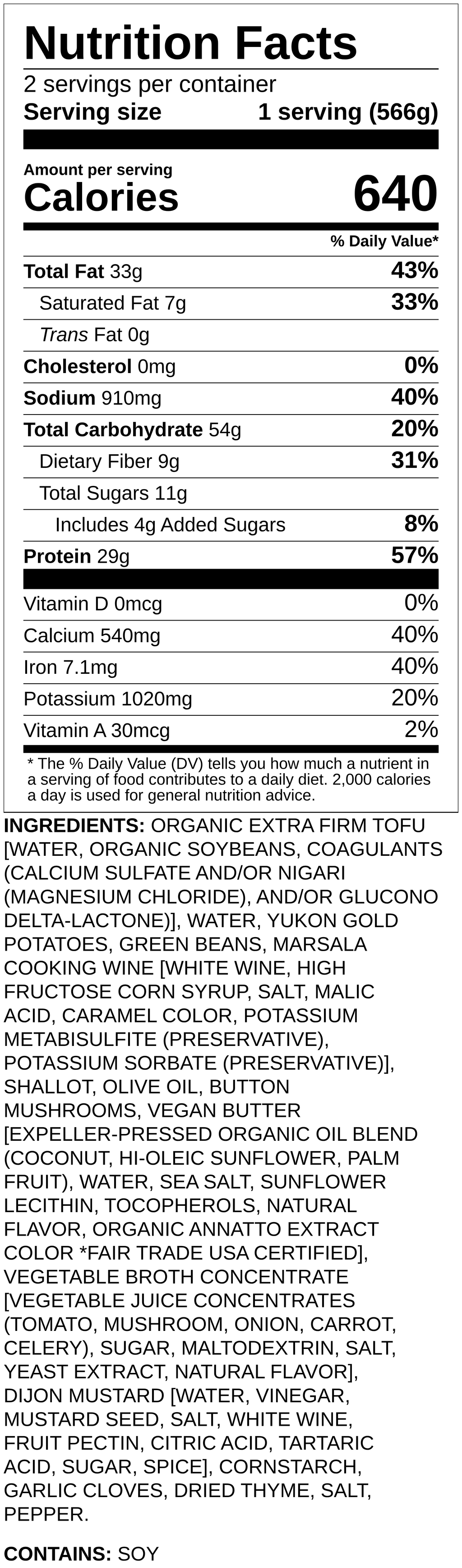 Nutrition label