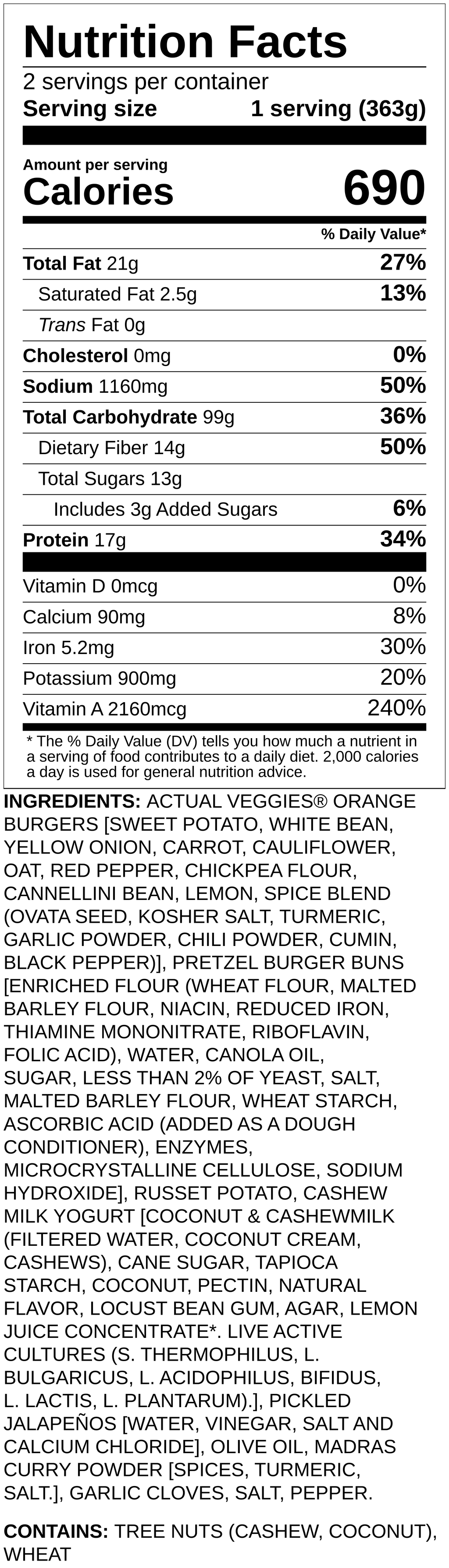 Nutrition label
