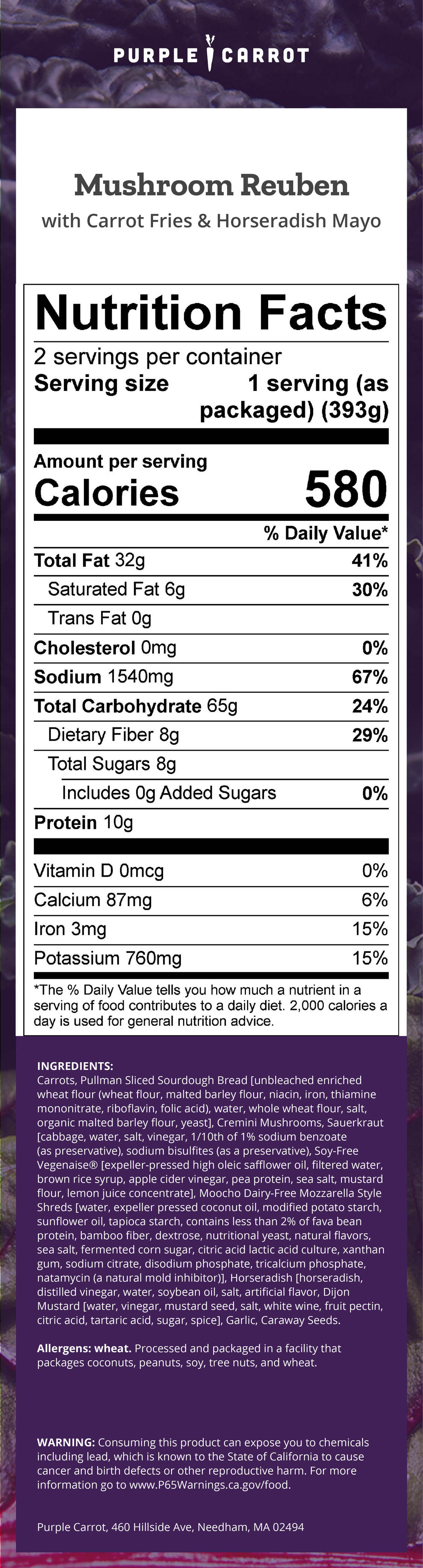 Nutrition label