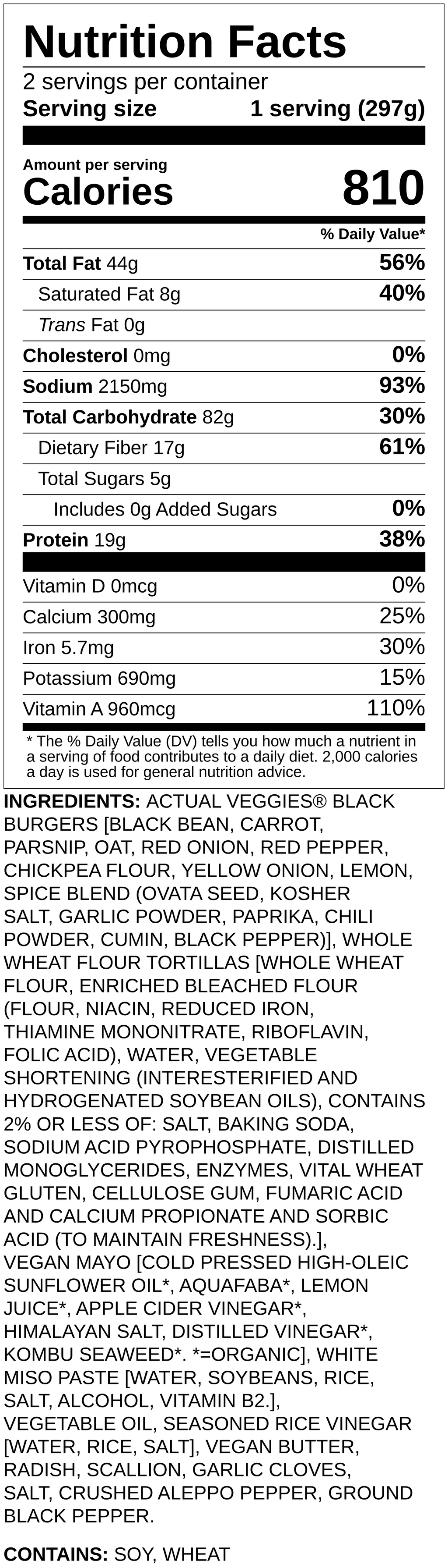 Nutrition label