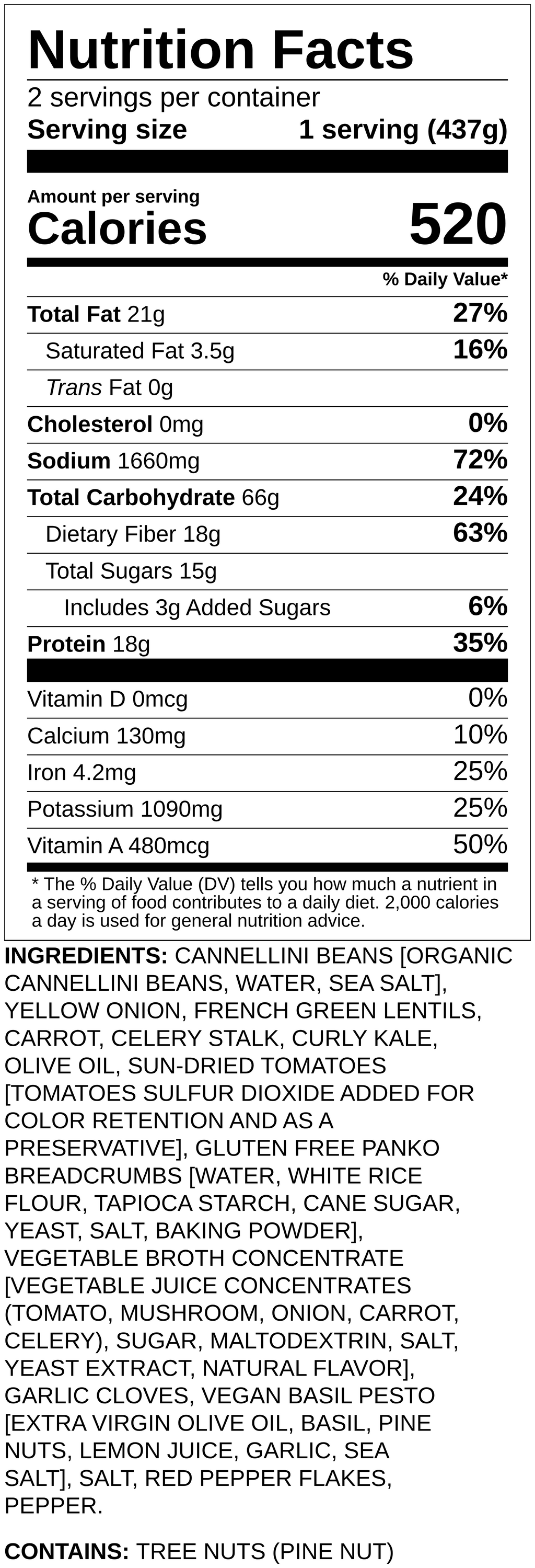 Nutrition label