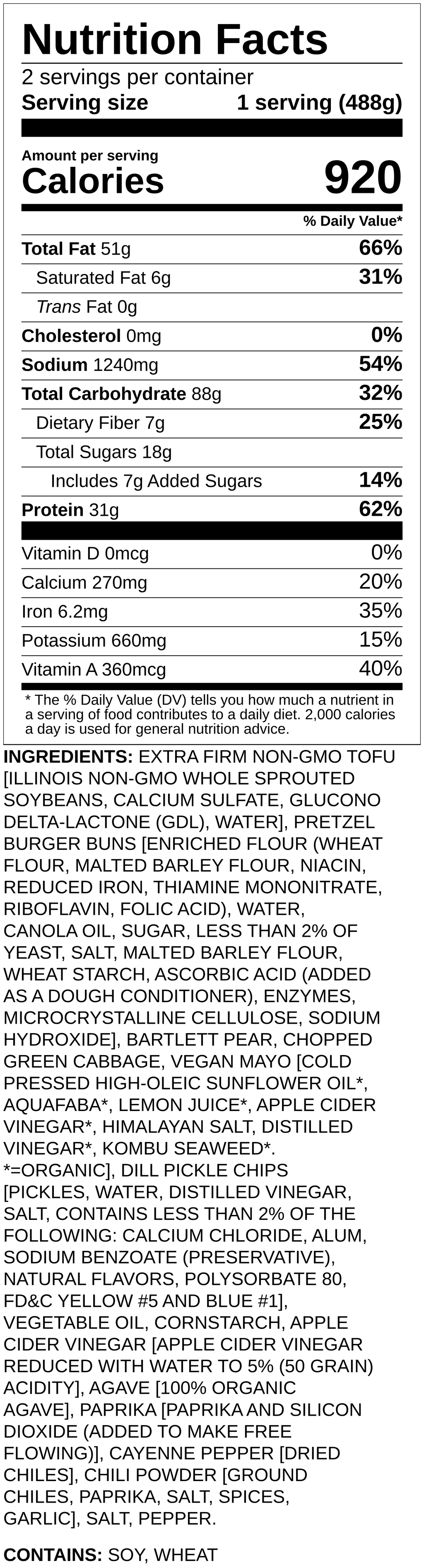 Nutrition label