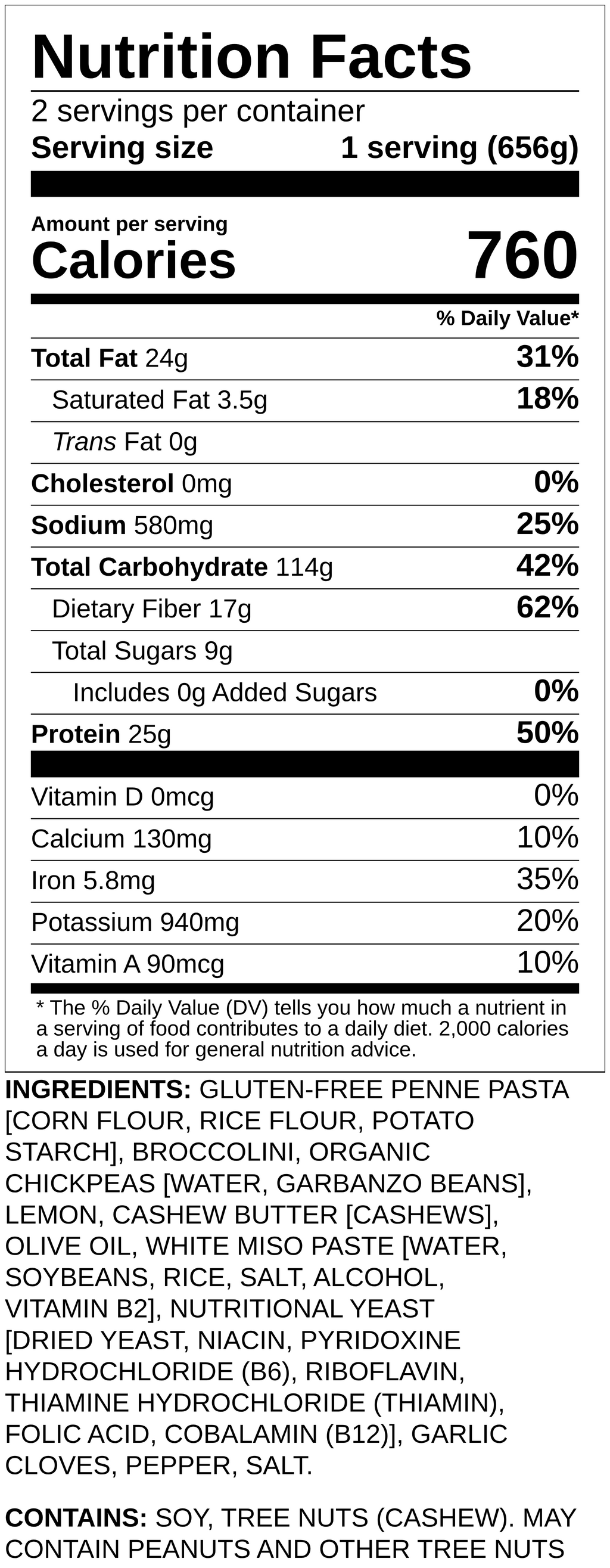 Nutrition label