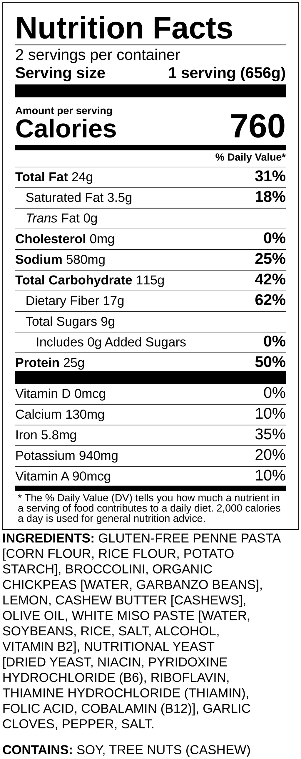 Nutrition label