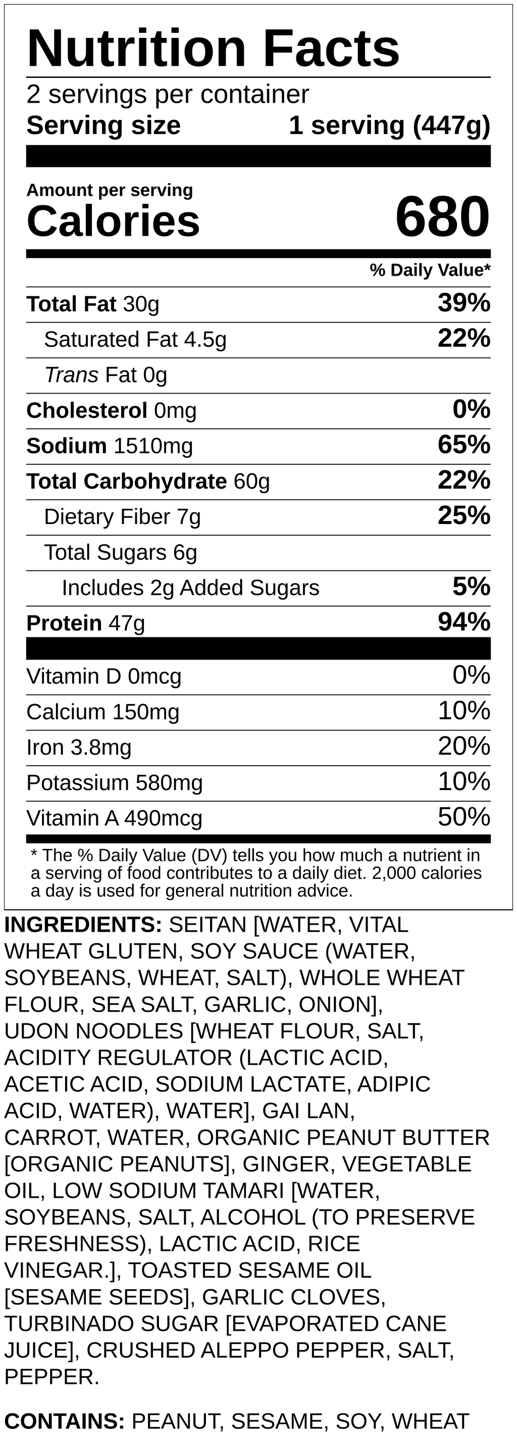 Nutrition label