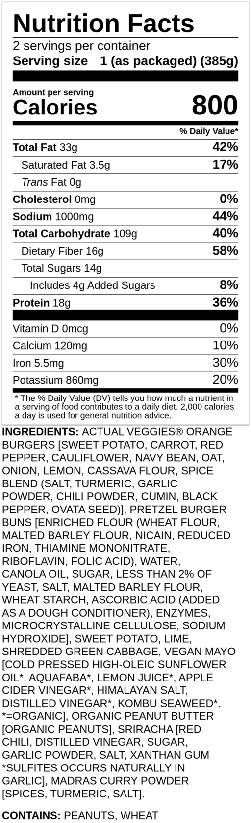 Nutrition label
