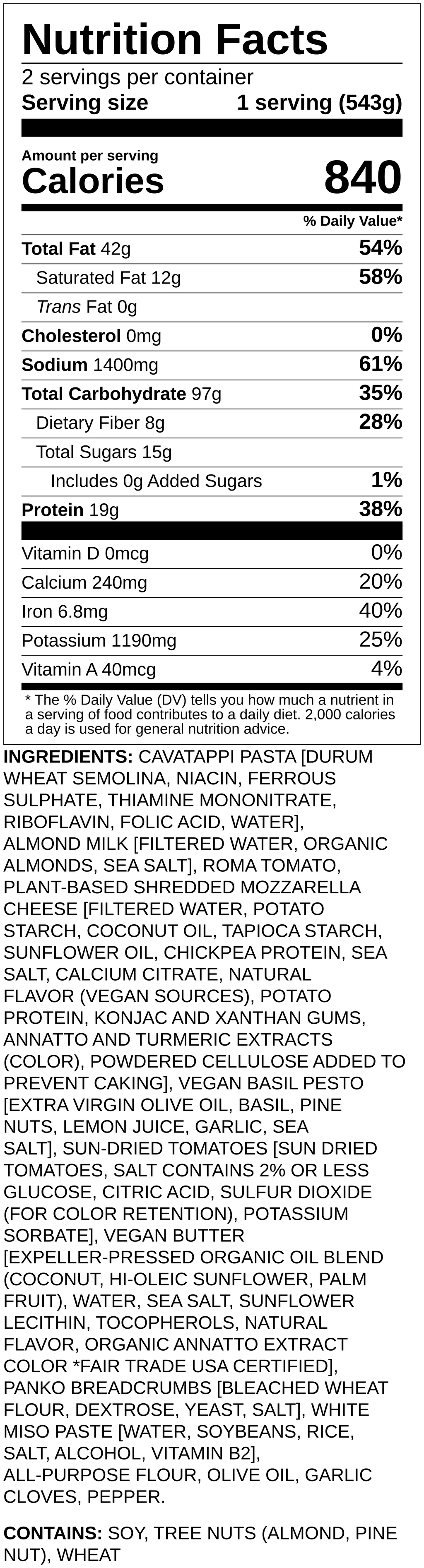 Nutrition label