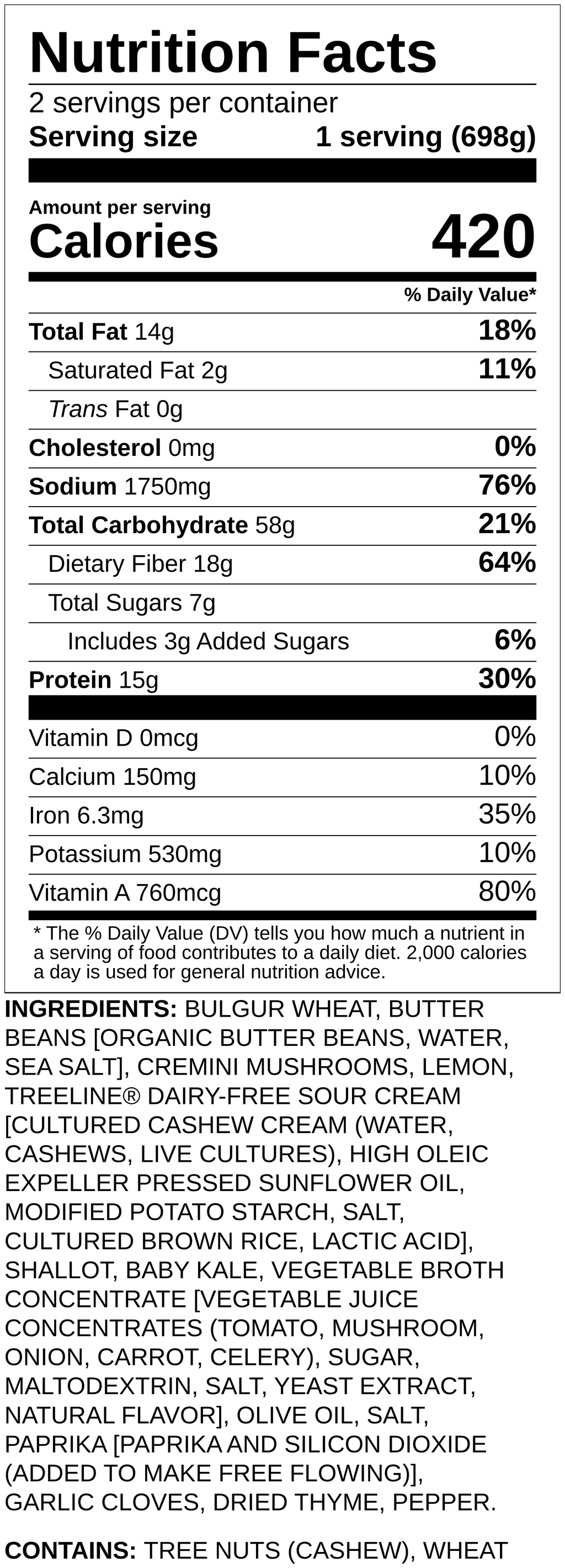 Nutrition label
