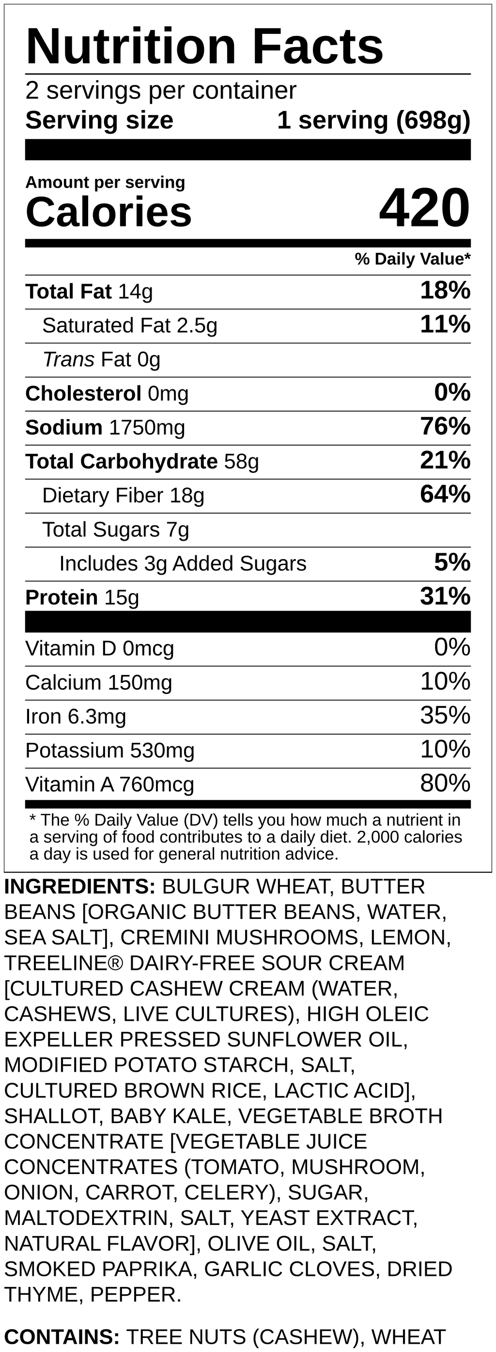 Nutrition label