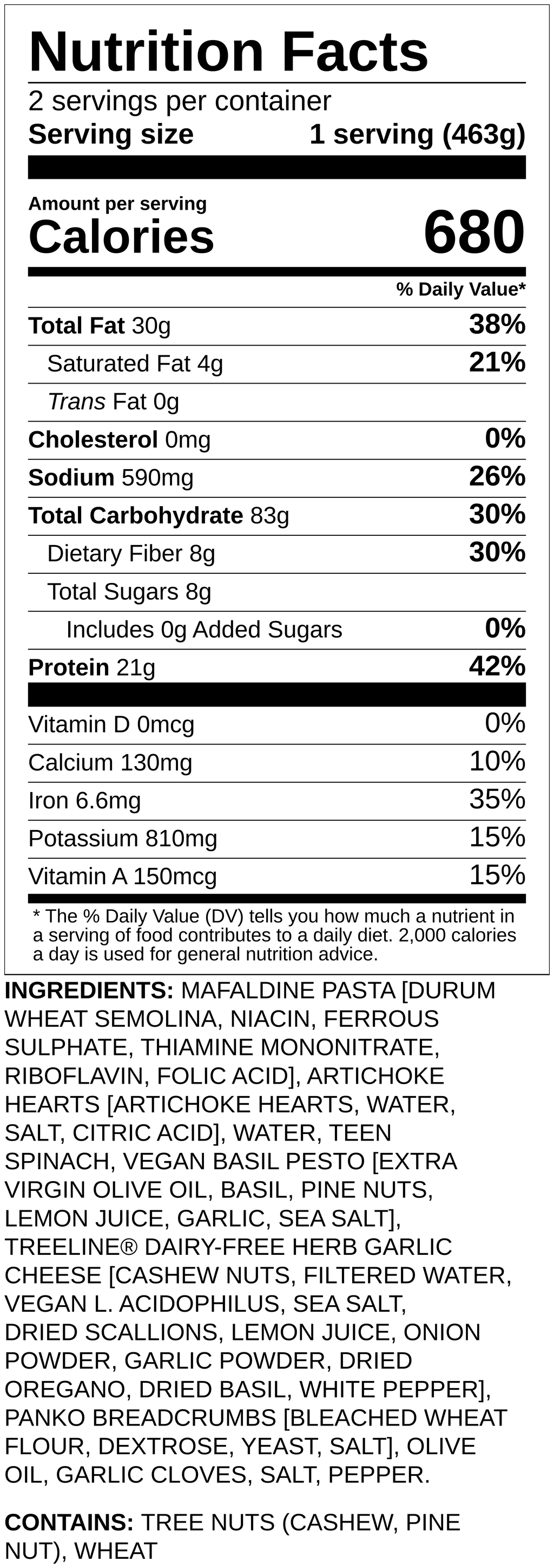 Nutrition label