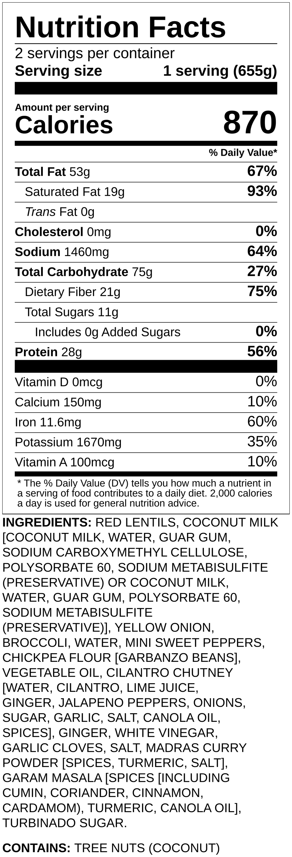Nutrition label