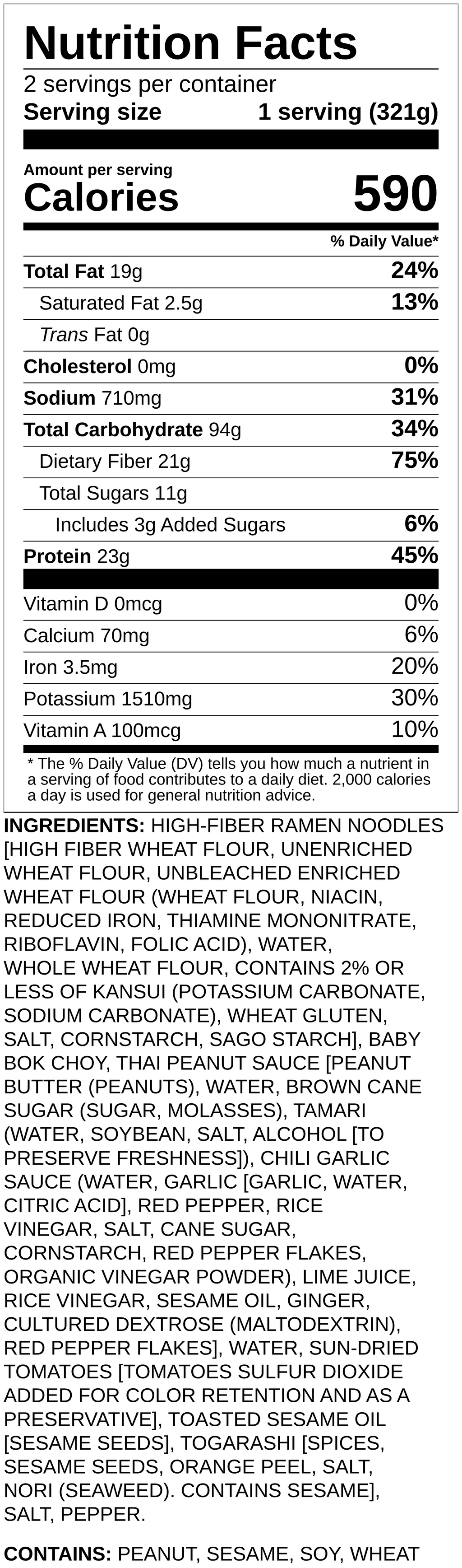 Nutrition label