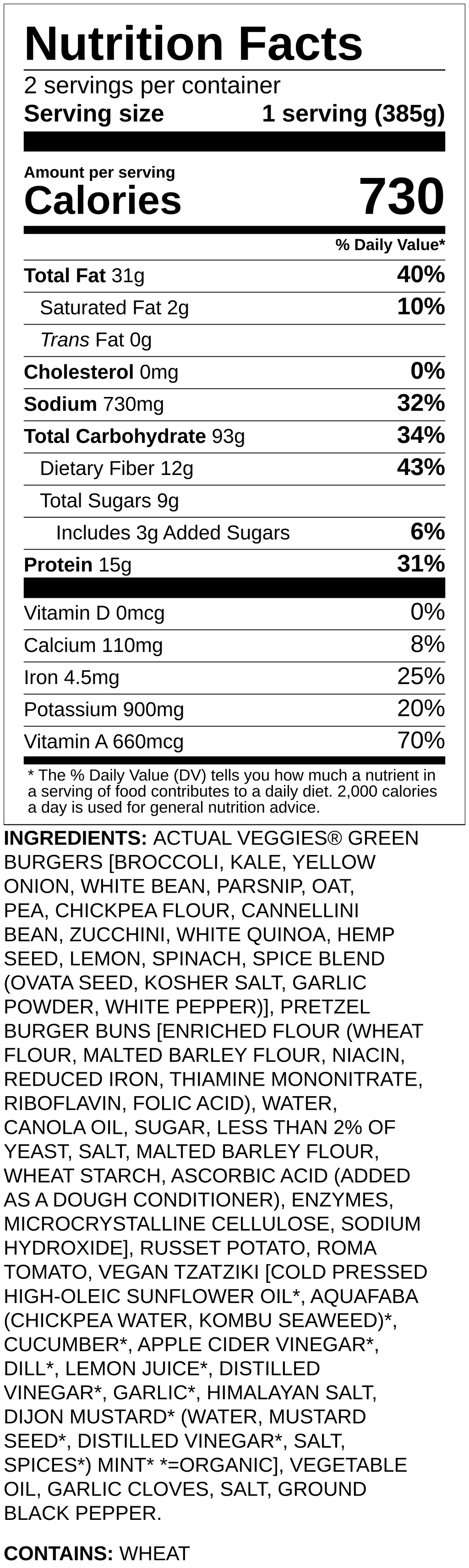 Nutrition label